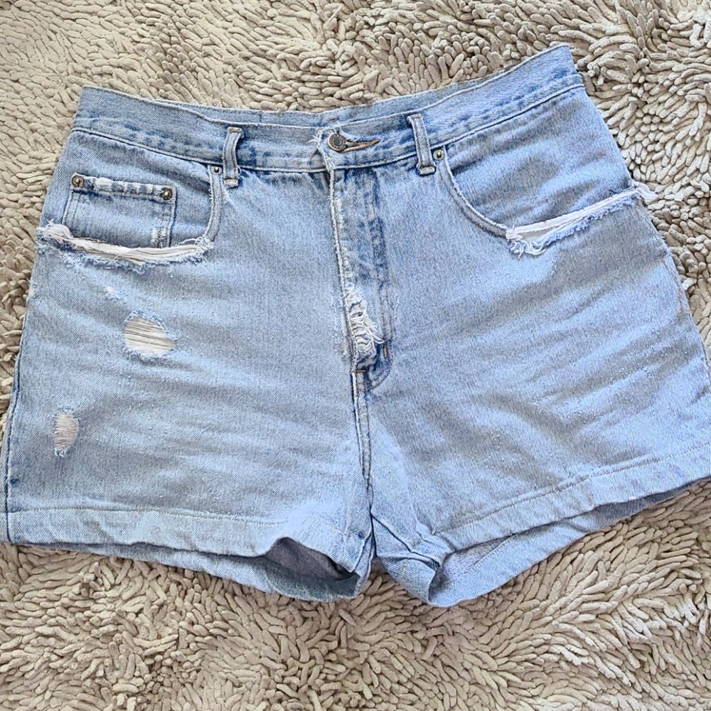 VTG DESTROYED JEAN SHORT, LIGHT WASH, XL